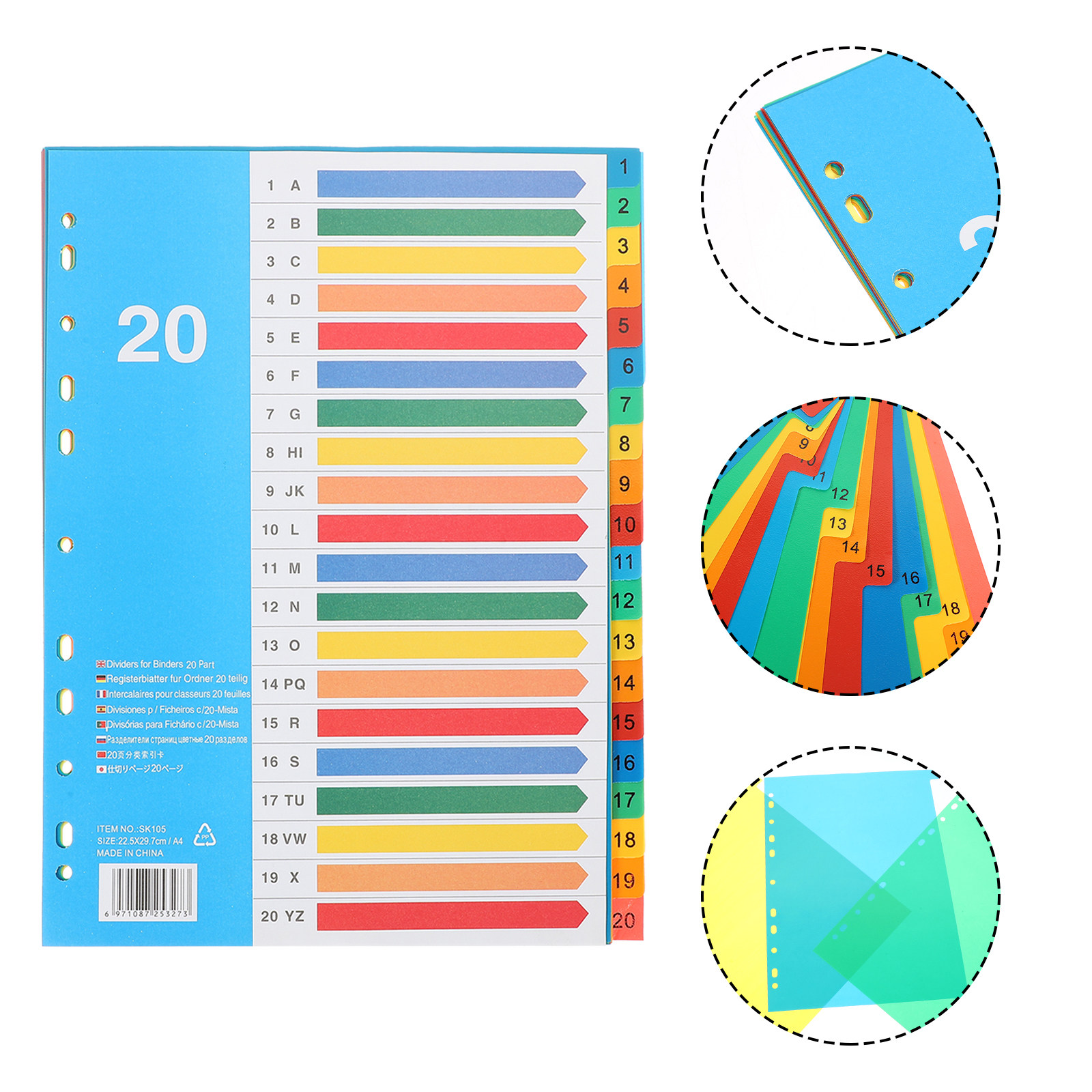 Tab Divider A4 - 5 Adet Renkli Plastik Bölücü, A4