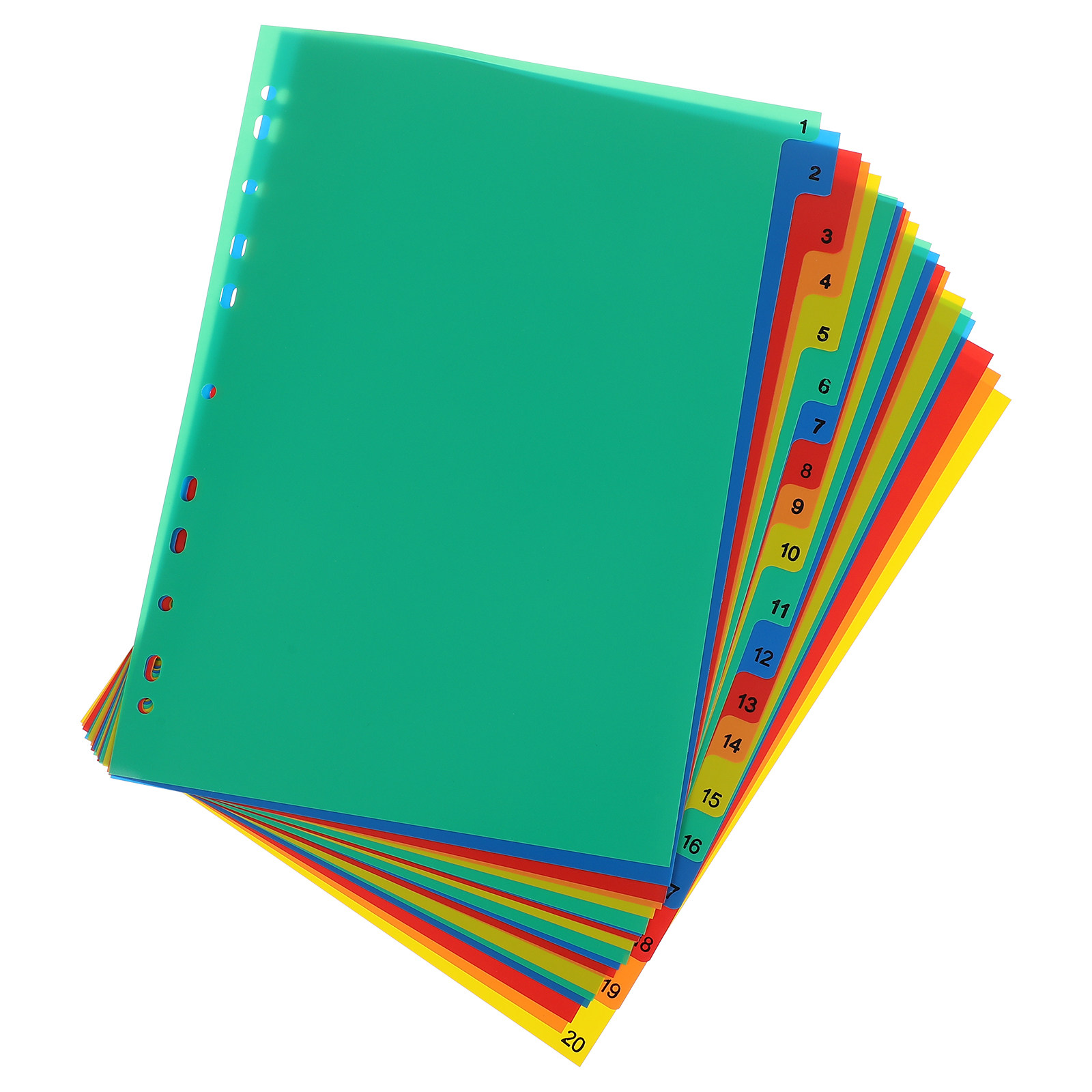Tab Divider A4 - 20 Sayfa A4 Renkli Plastik Bölücülar,