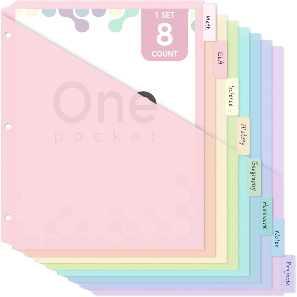 Tab Divider A4 - 8 adet A4 Pastel Klasör Bölücü
